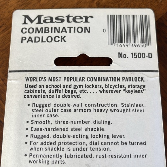 UNOPENED VINTAGE 90S MASTER COMBINATION STAINLESS STEEL CASE PADLOCK - Picture 4 of 6